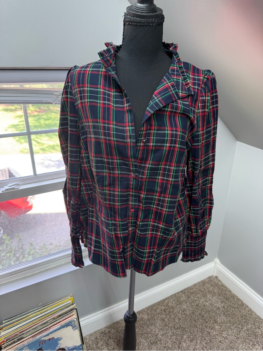 Sugarlips Red & Green Plaid Button-Down Shirt